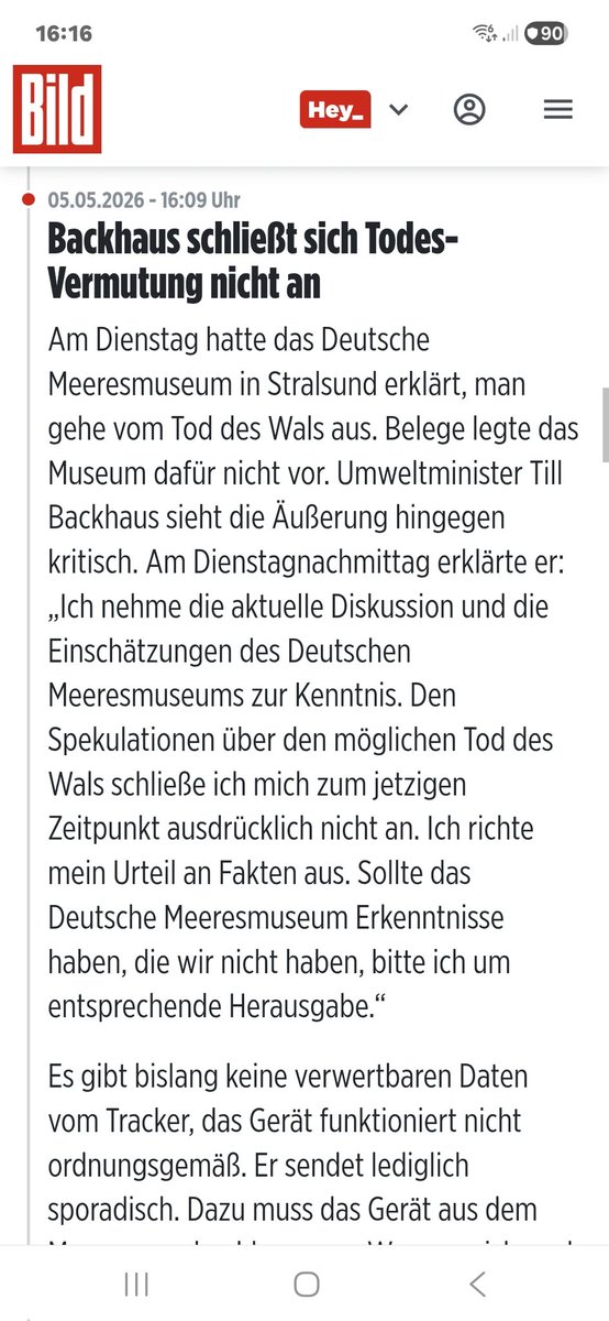 HeinoMatthies's tweet photo. #buckelwal #Backhaus schliesst sich den Todesvermutungen vom Meeresmuseum nicht an. Ohne Fakten. Respekt ! #ITAW #DMM #Baschek schön in die Fresse gehauen. #Timmy #Hope https://t.co/Rqgy7Xnlz9
