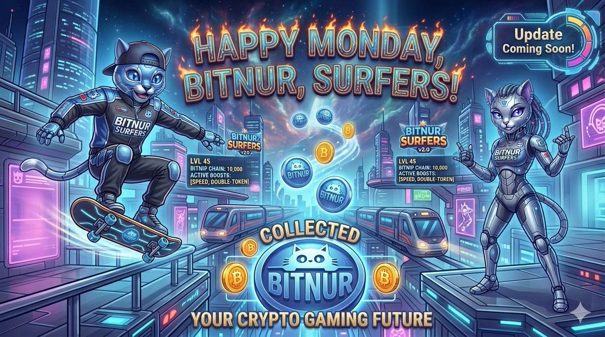 Bitnur_AI's tweet photo. Happy Week, $Bitnur Family! 🐱💙

Bitnur and his new partner are taking over the tracks! 🚄💨 The grind never stops, and neither do we.

🎮 Bitnur Surfers is getting a MASSIVE new update very soon! Are you ready for the next level of crypto gaming?

Stay tuned, stay fast! 🚀✨ https://t.co/fG6fzPF59w