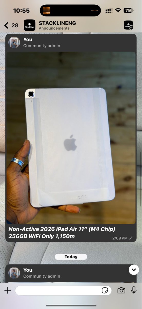 stacklineng's tweet image. ☎️ 09160397140 | 08089451176 (whatsapp only) 

Non-Active 2026 iPad Air 11” (M4 Chip) 256GB WiFi Only 1,150m

📍: Lagos, Ikeja 

#trending #lagos