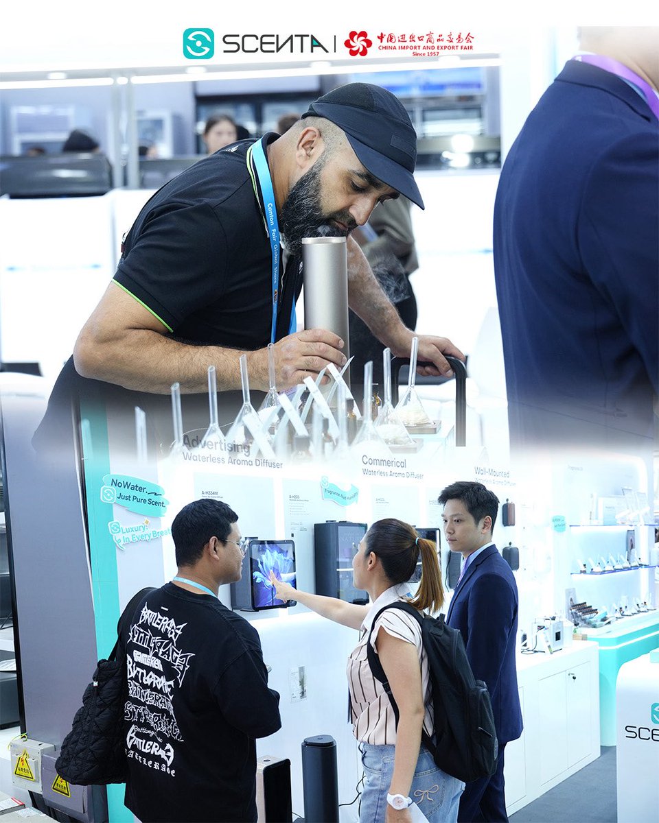 scentachina1's tweet photo. SCENTA CHINA at Canton Fair successfully wrapped up 🎉
You’re warmly welcome to visit our SCENTA headquarters in Foshan! #scentmarketing #scenta #waterlessdiffuser #essentialoildiffuser #aromadiffusersupplier https://t.co/SkPKqIYdcd