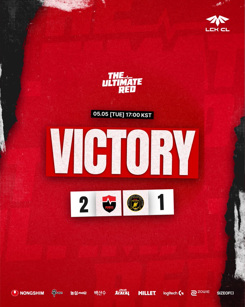 [MATCH RESULT] #LCKCL

V for Victory!✌️

#NONGSHIM #NSRedForce #NSWIN #match
#Janus #MihawK #SeTab #Lucy #Pleata