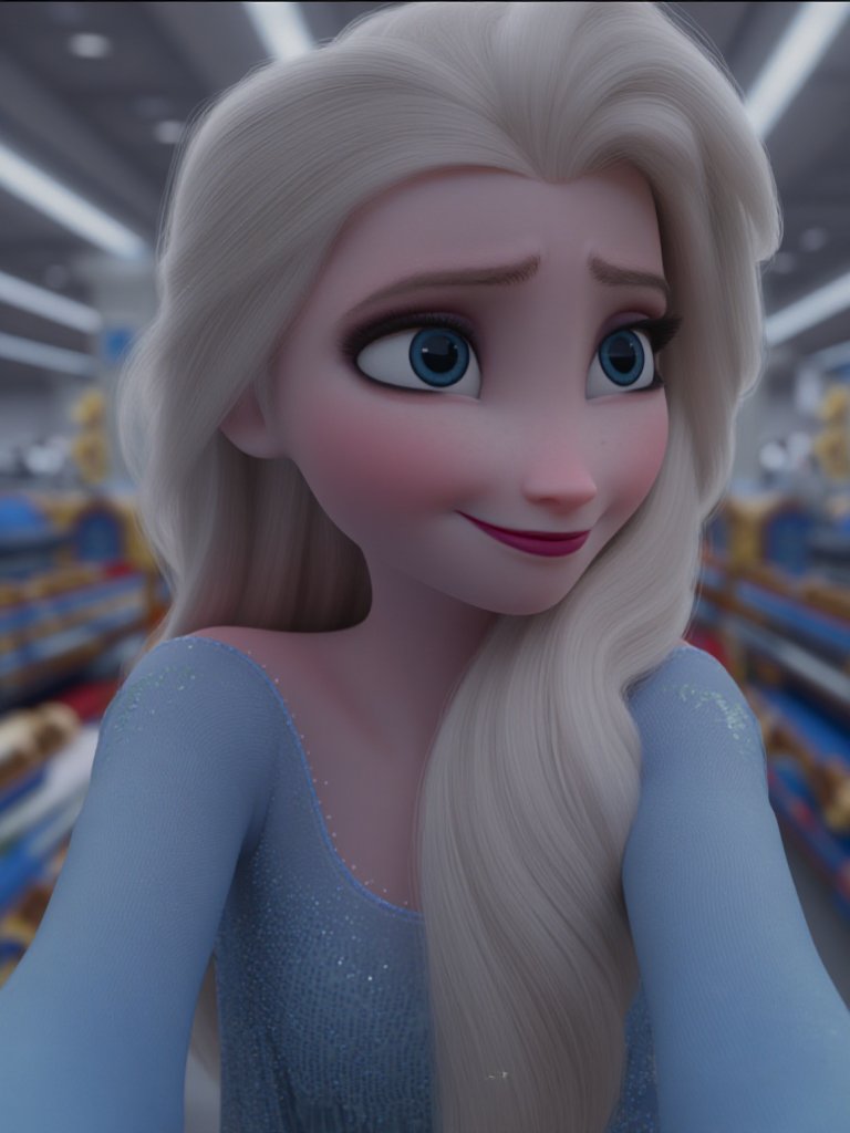 Homing_Potato's tweet image. Throwback to one of my early renders. Elsa’s selfie in a modern shopping mall. 📸❄️
She looks beautiful!😍
#Elsa #Frozen #DisneyArt #Fanart #AIArt️ #Zimageturbo #Selfie