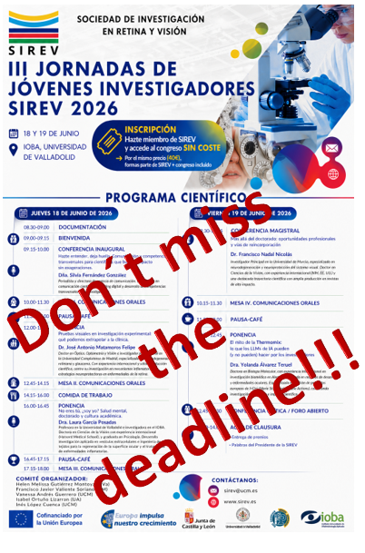 _sirev's tweet photo. ¡Date prisa 🏎️💨! ⏳Hoy último día 5 de mayo acaba el plazo para presentar tu comunicación a la III Jornada de Jóvenes Investigadores SIREV 2026
¡Anímate y presenta tu TFM, TFG o TD!
ℹ️ https://t.co/4ySjUmxZFO...
@ConchiLillo @lorenaelvirahur @esalobrar https://t.co/e43Ph9WC10