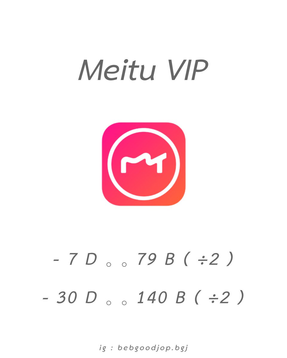 bebgoodjop's tweet photo. Meitu VIP - 💄

- 7 D 𓈒 𓈒 79 B ( ÷ 2 )
- 30 D 𓈒 𓈒 140 B ( ÷ 2 )

🫶🏻 ทักมาถามรายละเอียดเพิ่มเติมไ���้ค่ะ

Lxne : @283qzucv ( มี @ )

♥️ / #แอพแต่งรูป #แอปแต่งรูป #หารเหมยตู #หารเหมยตู่ #หารแอพเหมยตู #หารแอปเหมยตู #หารแอพเหมยตู่ #หารแอปเหมยตู่ #ขายแอพแต่งรูป #ขายแอปแต่งรูป https://t.co/ogyafGBSFL