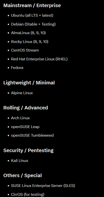 Computusio's tweet photo. Planned linux offerings. https://t.co/NMWrO0zZx4