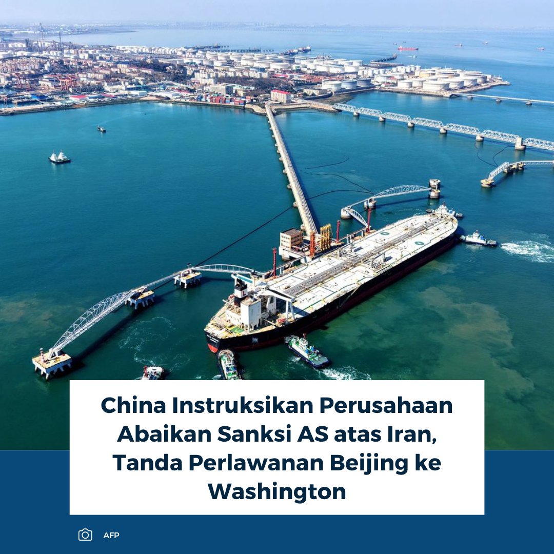 kompascom's tweet image. Baca selengkapnya: internasional.kompas.com/read/2026/05/0…

China meminta perusahaan domestik mengabaikan sanksi AS terhadap kilang terkait Iran. Langkah ini menjadi respons Beijing atas tekanan Washington kepada Teheran dalam negosiasi gencatan senjata.

~RK #china #AS #iran