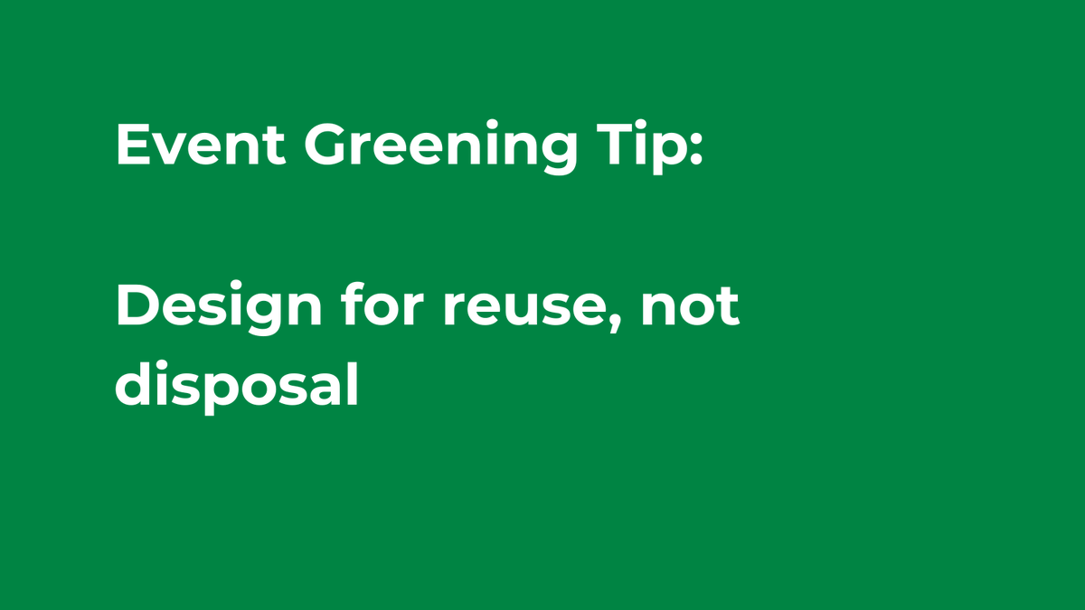 EventGreening's tweet photo. Most event signage is used once — then discarded.

Design for reuse instead:
♻️  Modular
♻️  Timeless
♻️  Non-date-specific

Less waste. More value.

#EventGreening #SustainableEvents #WasteReduction https://t.co/iuT9hhCnS7