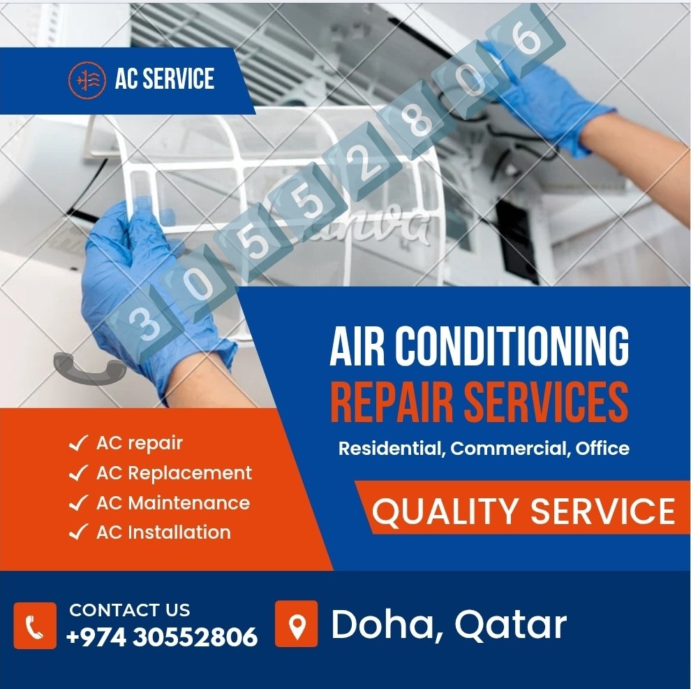 qatar_services1's tweet photo. ❄️ Is Your AC Not Cooling Properly?
هل المكيف لا يبرد بشكل جيد؟
Call now 30552806
Don’t let the heat affect your comfort.
✔️ Fast AC Repair
✔️ Professional Cleaning
✔️ Expert Installation

✔️ إصلاح سريع
✔️ تنظيف احترافي
✔️ تركيب متخصص
🕒 Available 24/7
📞 30552806 https://t.co/48VwVE2n8b