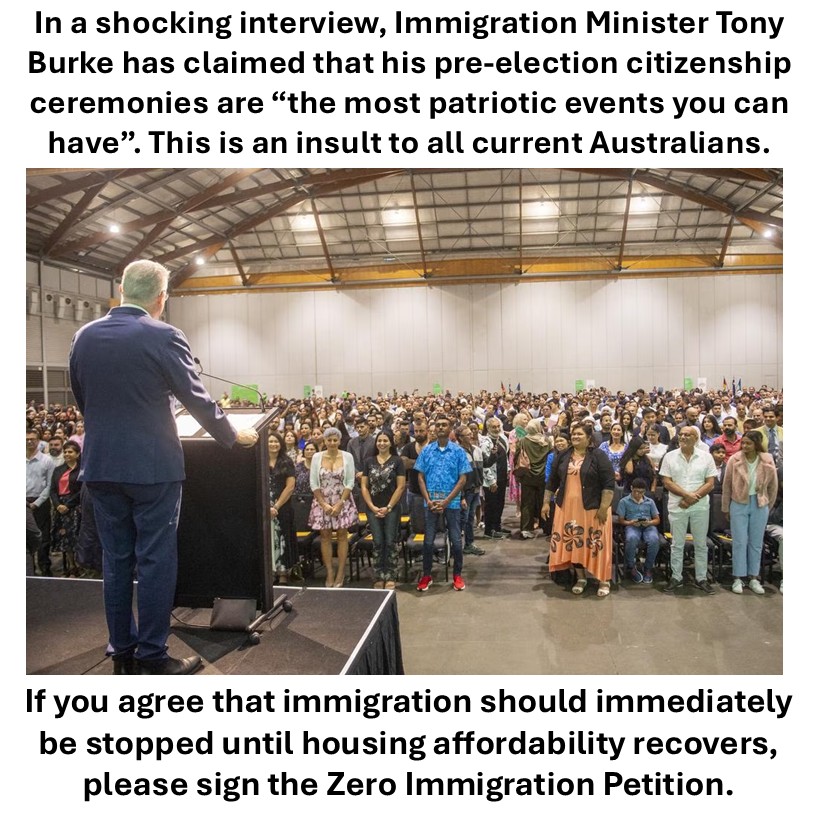 DownUnderReform's tweet image. If you agree, please Share and Follow, to raise awareness.  
And please sign the Zero Immigration Petition, to raise your voice! chng.it/6FgGnR6fKT 
#auspol #Immigration #Albanese #australiafirst #housingcrisis #Australia