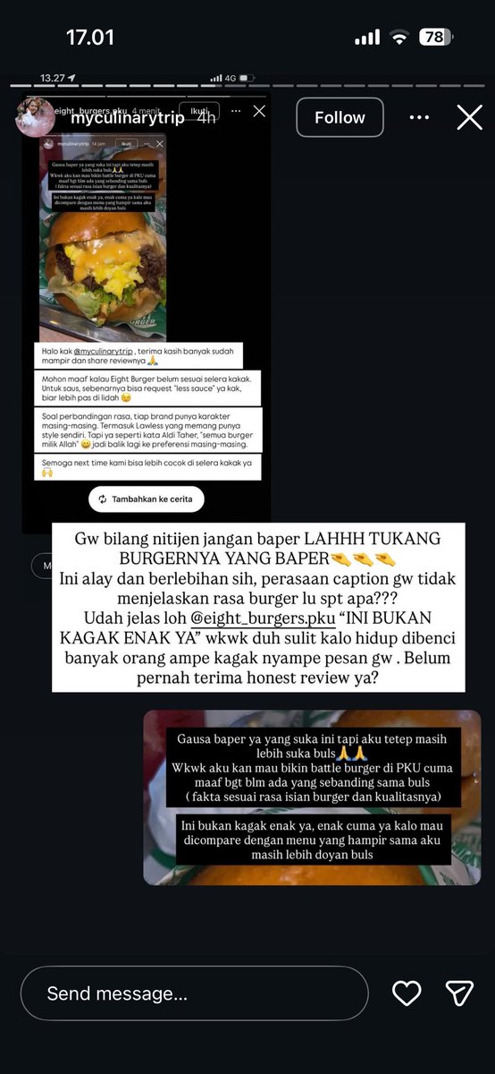 n_evva_h's tweet photo. DIHHHH dia ini food reviewer apaan sih suka banget marah-marah padahal hal sepele😭 ngatain brand baperan padahal dia yg baperan https://t.co/IncjSauHLP