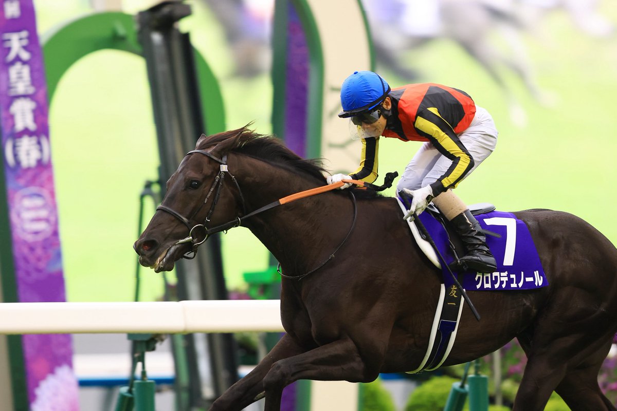 wootinfo's tweet photo. 天皇賞（春）は北村友一騎手騎乗のクロワデュノールが優勝🏆
歴史ある天皇盾を手にしました！
おめでとうございます㊗️🎉🎊

#risy
#北村友一 
#クロワデュノール 
#天皇賞 
#京都競馬場 https://t.co/F8tYBpzmFH