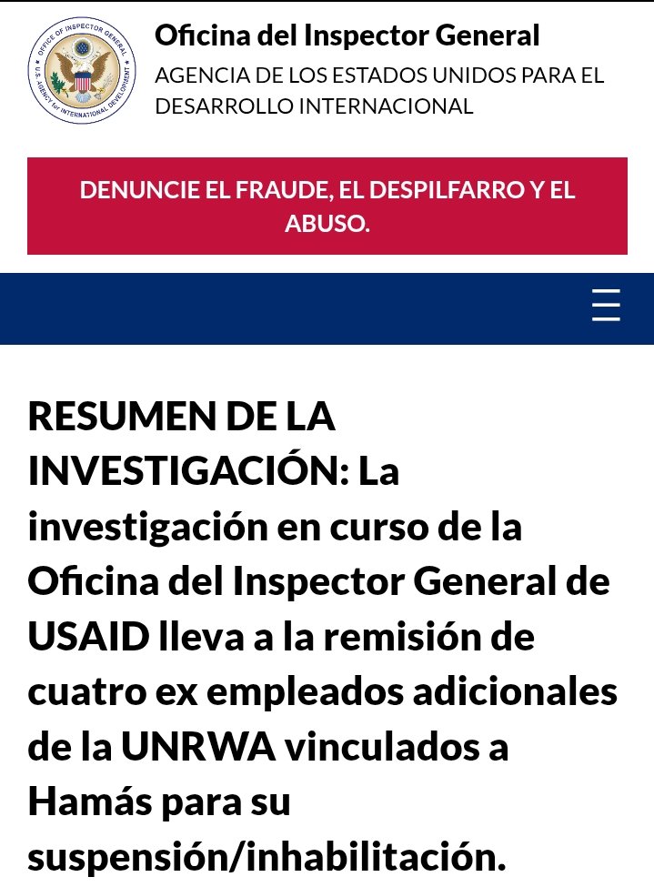 Una investigación del Inspector General de USAID confirma la participación de personal de la UNRWA con Hamás y la masacre del 7 de octubre, incluyendo a maestros y una trabajadora social que participaron en la toma de rehenes.

Esto no es un simple fallo. 
Es un sistema que