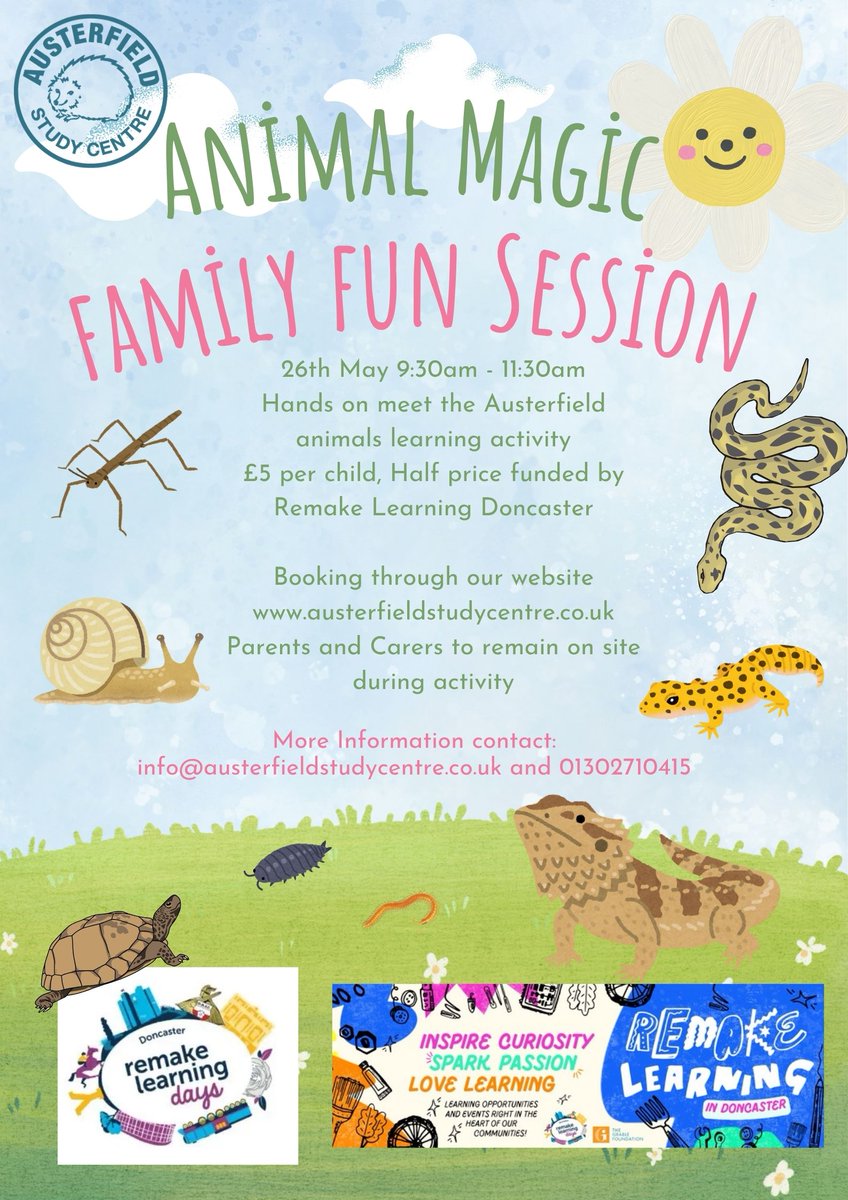 austerfield_sc's tweet image. May Half Term  Holidays Family Fun sessions funded Remake Learning Doncaster  To book on any of the sessions please use the link below. austerfieldstudycentre.co.uk/blank-7 #familyfun
@RemakeDays
#remakelearningdays
@MyDoncaster
@VisitBawtry
@VisitDoncaster
