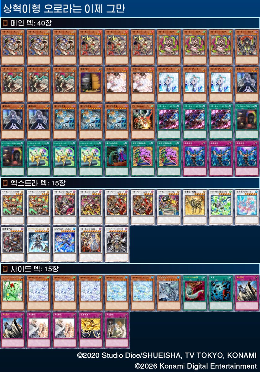 26/5/5 대전 스카이스크래퍼 WCQ 

덱 : 킬러튠

1R 도레미코드 oxo
2R 둠즈 xoo
3R 낙인 xoo
4R 맬리스 oo
5R 킬러튠 xox

대회 참여하신분들 고생하셨어요
의자뺏기 실패