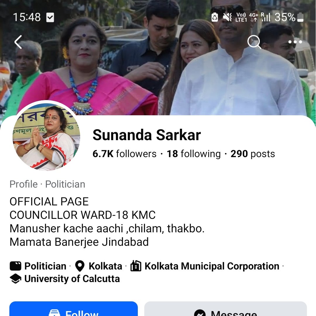 Ward 18 Kaunsheelar from TMC

Mamata Banerjee Jindabad in bio

Pic with Bobby Hakim in header

And Jai Shri Ram Har Har Mahadeb with BJP flags and workers celebrating yesterday on TL.

Nice, nice.