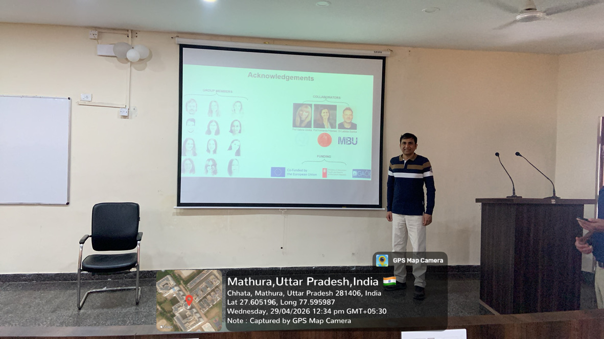 Biotech_GLAU's tweet photo. A privilege hosting @DrSShekhar1 at the Department of Biotechnology, GLA University.

Dr. Shekhar's work and insights on gnotobiotic animal models catalysed a productive dialogue among faculty members and students.  

 #GLAUniversity #Biotech #CzechAcademyOfSciences https://t.co/o6bIpdPDec