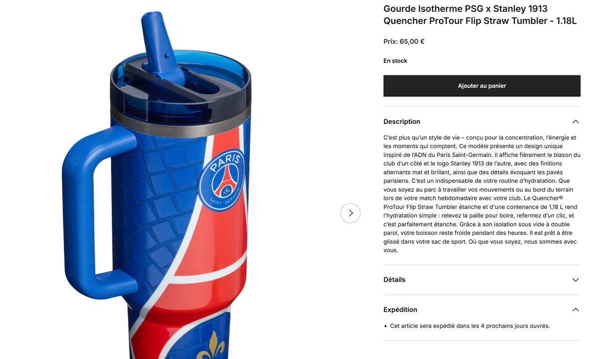 RESTOCK PSG x Stanley 1913 Quencher ProTour Flip Straw Tumbler 