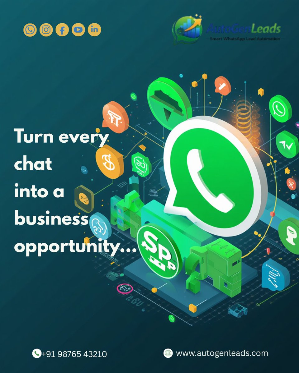 autogenleads's tweet photo. Every customer conversation is a potential revenue stream if managed right.

Businesses that respond faster and smarter consistently win more deals. 

@autogenleads 

https://t.co/85P49gxG25

#WhatsAppMarketing  #SalesConversion #CustomerEngagement #DigitalMarketing https://t.co/OldqdFY7b2