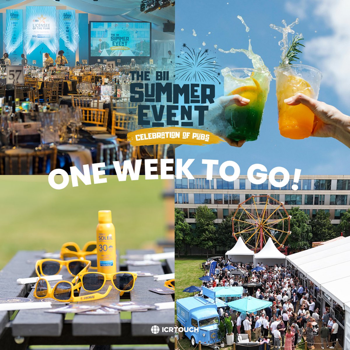 icrtouch's tweet photo. Only one week to go until The BII Summer Event!☀️✨🍻

We are so excited to be sponsoring the Ambassador Award🤩

See you all there!🧡

#summerevents #london #events #icrtouch @BIIandBIIAB https://t.co/7WFO76Ck7s