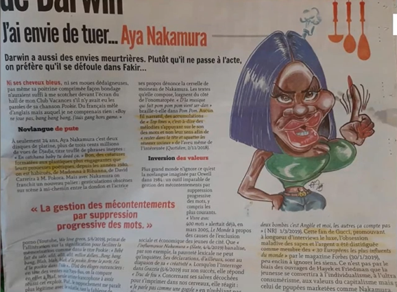 Adidrirr's tweet photo. dans le rapport aux artistes racisées on a donc Mélenchon qui fait un selfie avec Theodora (qui lui a offert un album dédicacé au Zawashow)

et de l'autre Fakir, le média de Ruffin, qui appelle au meurtre d'Aya Nakamura https://t.co/lWY7TeV8DQ