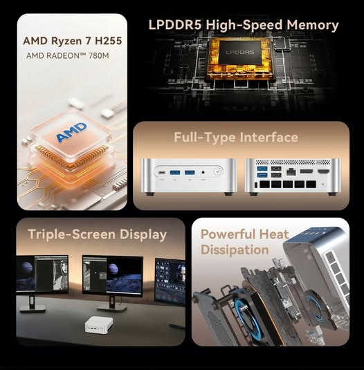 MiniPC_Club's tweet photo. Mini PC MLLSE G10

- Processor AMD Ryzen 7 H255 — 8 cores / 16 threads, up to 4.9 GHz, 4 nm
- Graphics AMD Radeon 780M (RDNA 3, 12 CUs, 2700 MHz)
- RAM 24 GB LPDDR5
- 1TB NVMe PCIe SSD
- WiFi 6, Bluetooth 5.2

Review: https://t.co/wHZJKhteap
#pc #PCReview #pcgaming #MiniPC https://t.co/BX9GvwltN2
