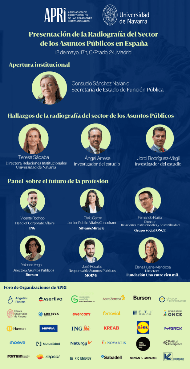 jrvirgili's tweet photo. Nos vemos la semana que viene en Madrid para presentar la “Radiografía del sector de los Asuntos Públicos en España", realizado por el Observatorio de Asuntos Públicos de @fcomunav y @Lobby_ES 
https://t.co/LDMN08srWq https://t.co/Zi3jz4A7lK