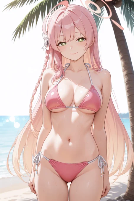 海とハナコ SFW No nudity, no suggestive intent. Healthy sporting swimwear style illustration. #ブルアカ