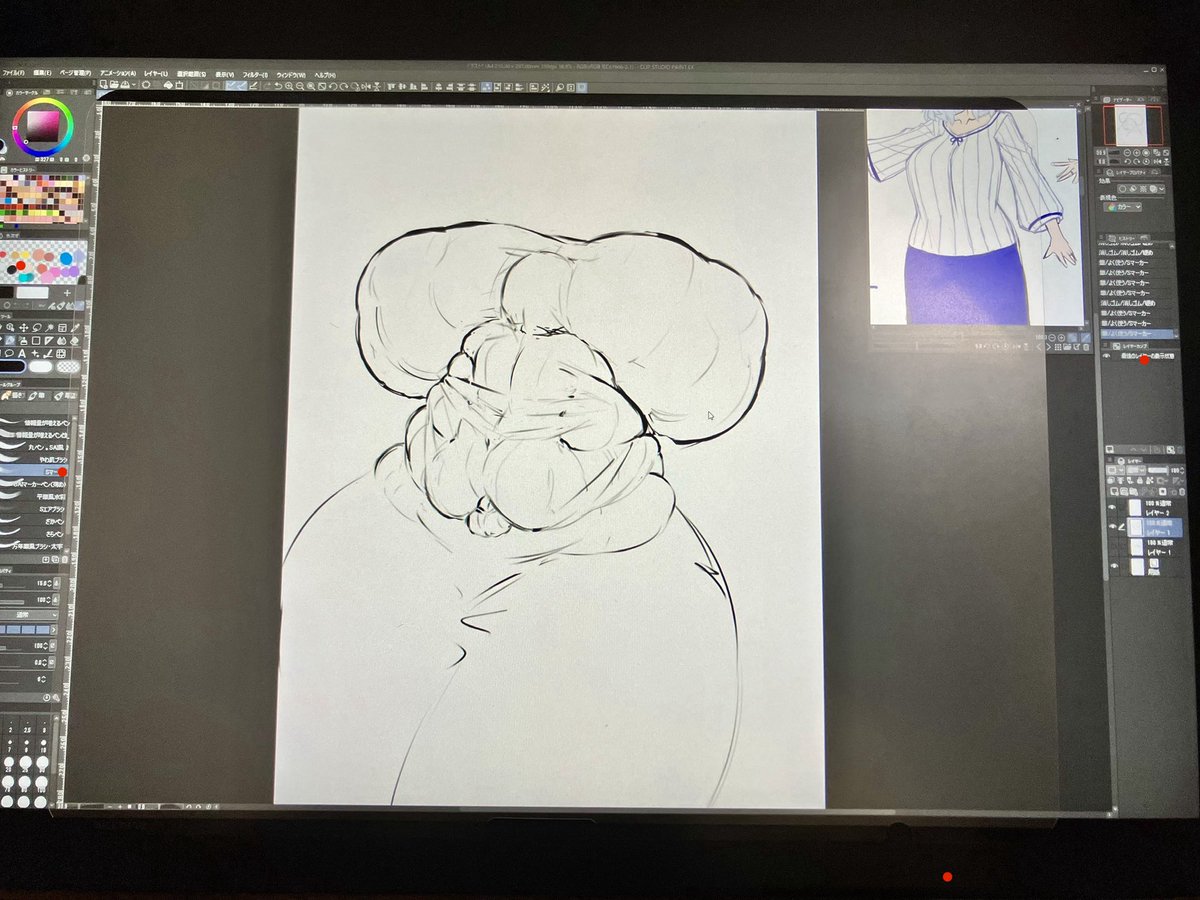 着脱式ペーパーライクフィルム、かなりいい感じかも…!
サイズはiPad用なので液タブの画面より小さいですが、
実際にペンで描く範囲は十分カバーできてるので問題なし! 