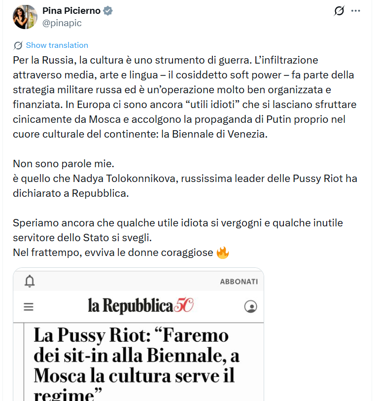 FranS19537's tweet photo. Eccole, le utilissime idiote di Picierno e Braidotti. W Kirill, W il medioevo. E andate tutti affanculo. https://t.co/nRNusRKBoK