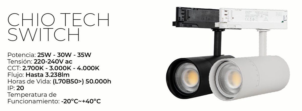 Fegimeonline's tweet image. 💡 Un proyector, múltiples opciones

@grupoprilux presenta CHIO TECH SWITCH: potencia, CCT y óptica ajustables en una sola solución.

✔️ Hasta 3.238 lm | CRI&amp;gt;90 | 50.000h
✔️ Máxima flexibilidad para retail y contract

#Iluminación #Retail #LightingDesign #Innovacion