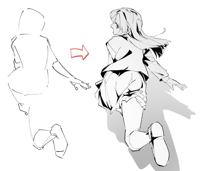 俯瞰構図描きたくて描きました 