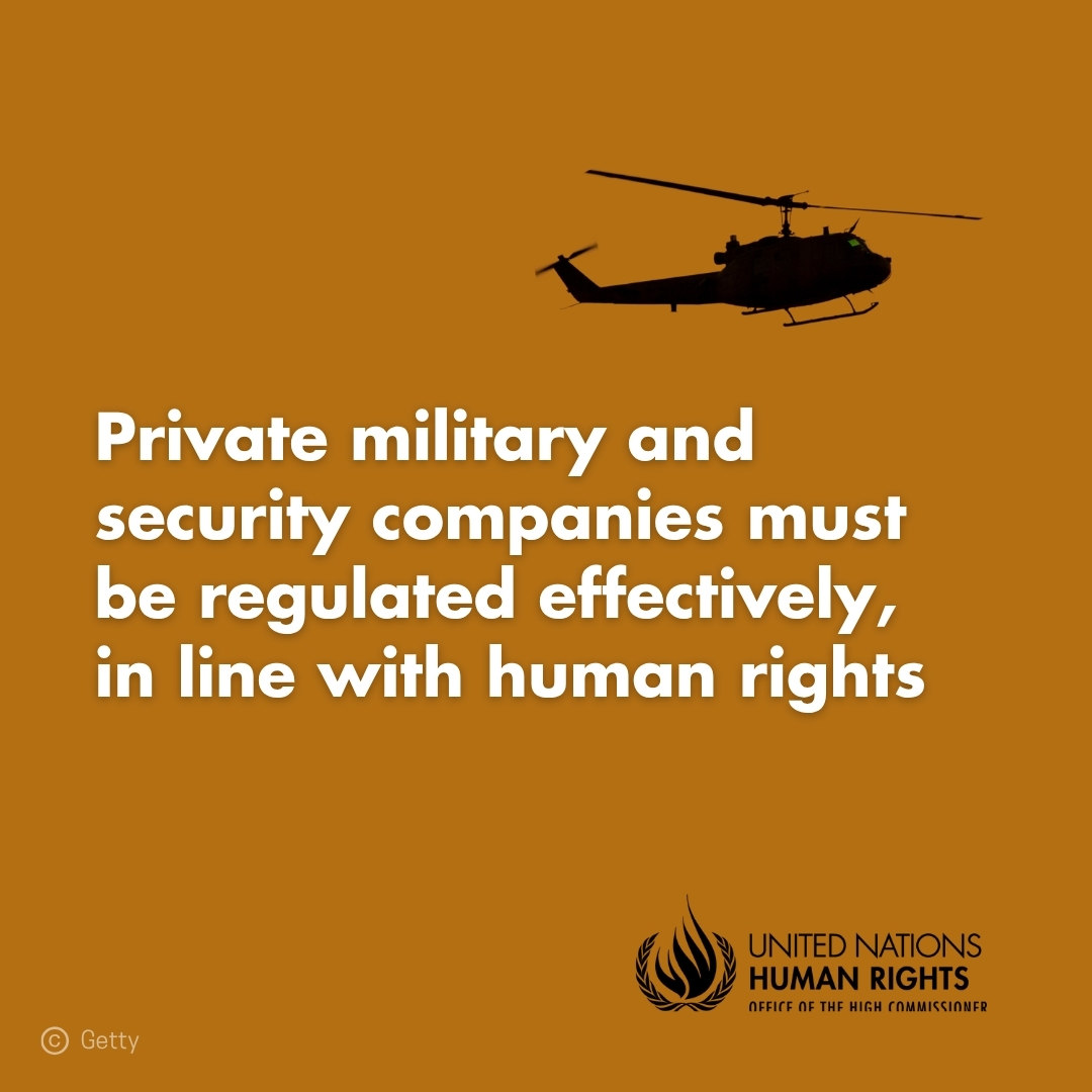volker_turk's tweet photo. As conflicts increase around the world, it’s becoming even harder for victims to access justice. That’s why it is so important to regulate private military and security companies effectively – so they can be held accountable for violating people’s rights.

https://t.co/1MJtExVZKD https://t.co/M0XSpVS61J
