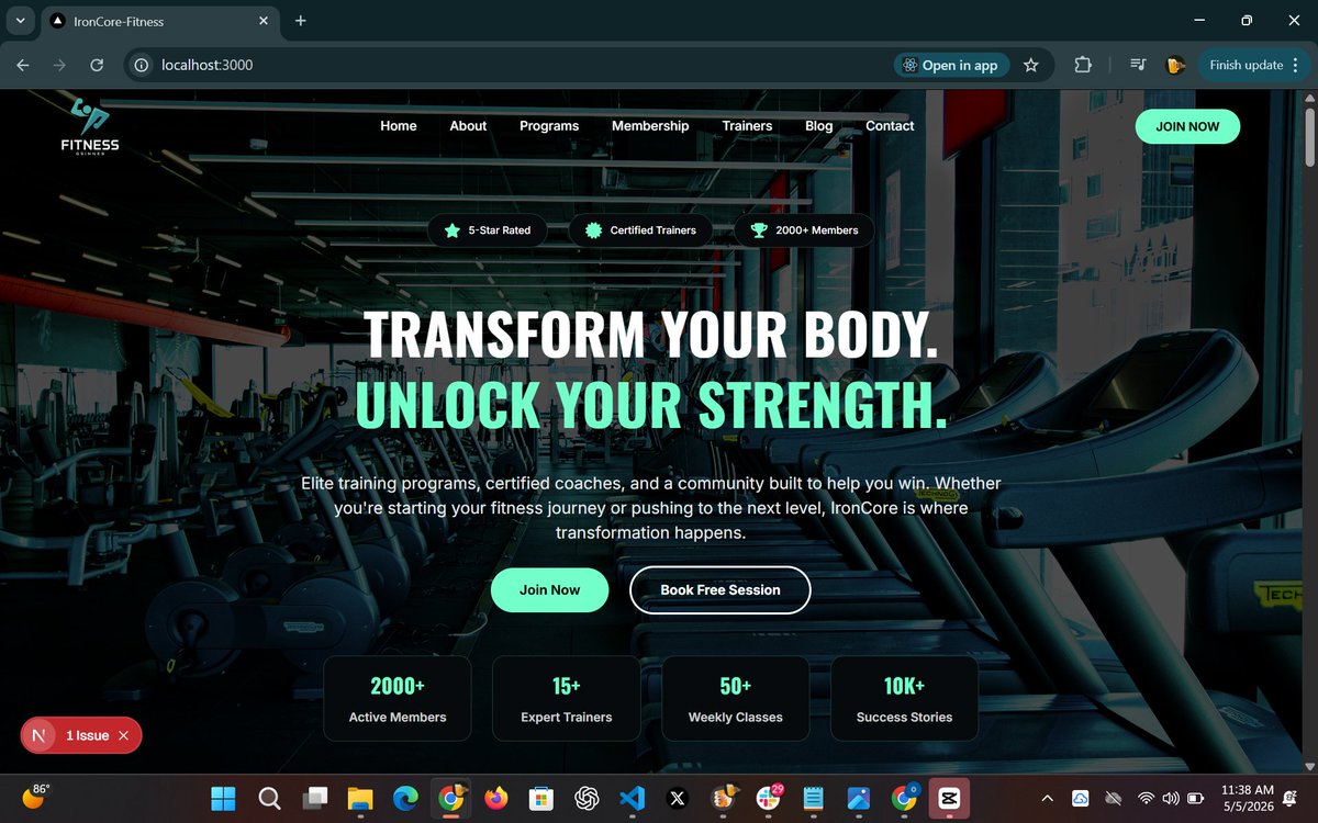 oyinladedev's tweet image. Random sections from the fitness website landing page  (IronCore)
#buildInPublic #website #fitness
