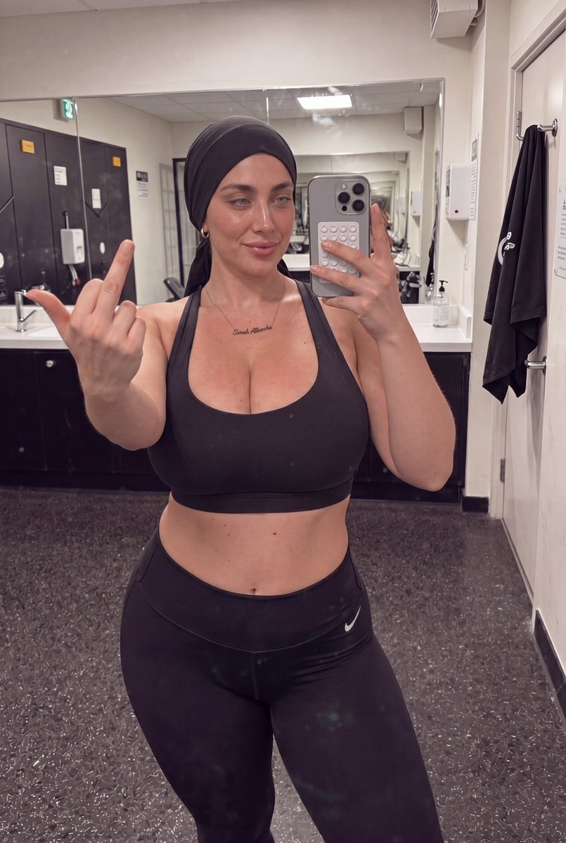 sarahaalbarcha's tweet photo. Post-workout… but I’m still causing problems 😌 https://t.co/eX9ukYmxSy