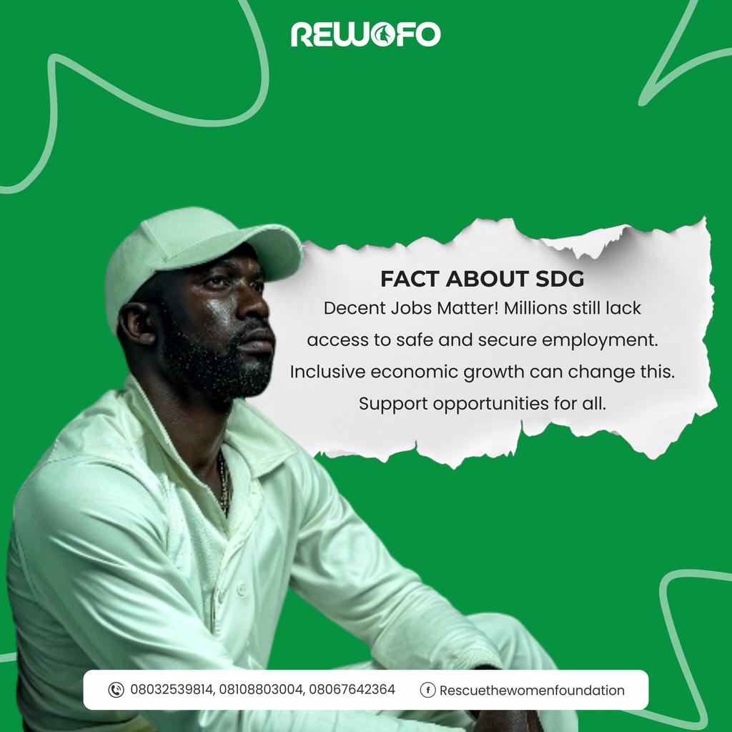 Rescuethewomenf's tweet photo. Decent jobs are not a privilege—they are a right.
Millions of people around the world still lack access to safe, secure, and fair employment.
#SDG8 #DecentWork #EconomicGrowth #OpportunitiesForAll #SustainableDevelopment #REWO https://t.co/6emVPWckuu