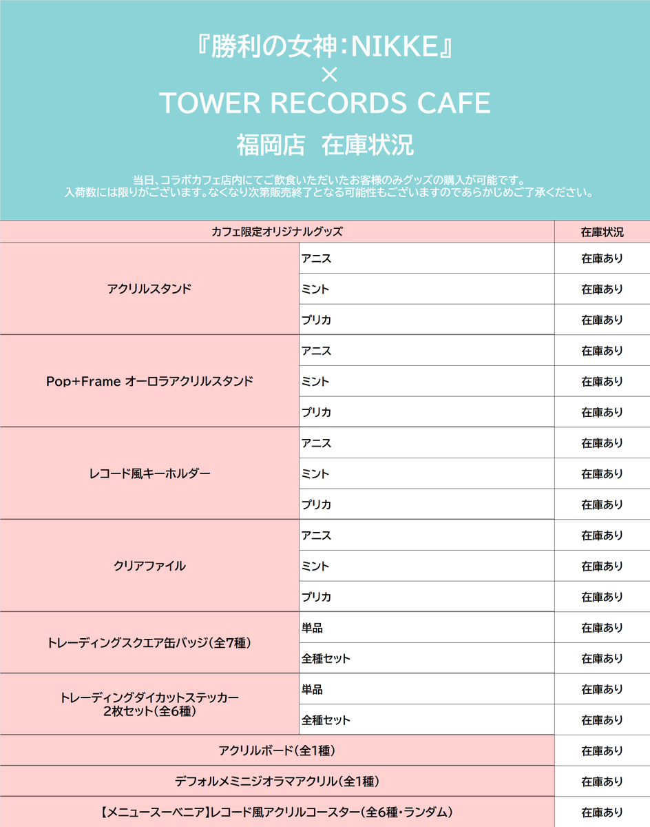 『ØMI×TOWER RECORDS CAFE』アンコール　グッズ/フォトカ等 ØMI × TOWER RECORDS CAFE』がTOWER RECORDS CAFE 中目黒店の記念す