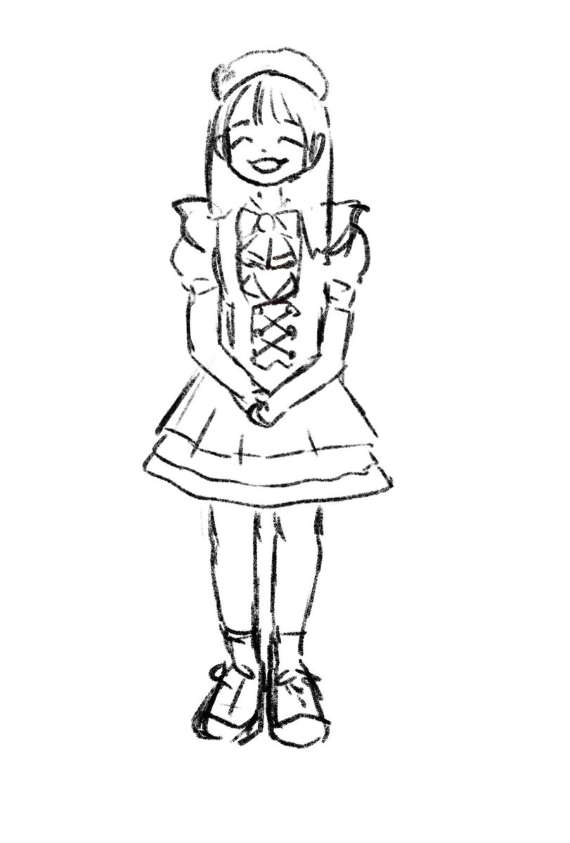 mママ　手描き　イラストリクエスト 夜のラクガキ ラフ #福留光帆 みったんメイド （魔女見習い