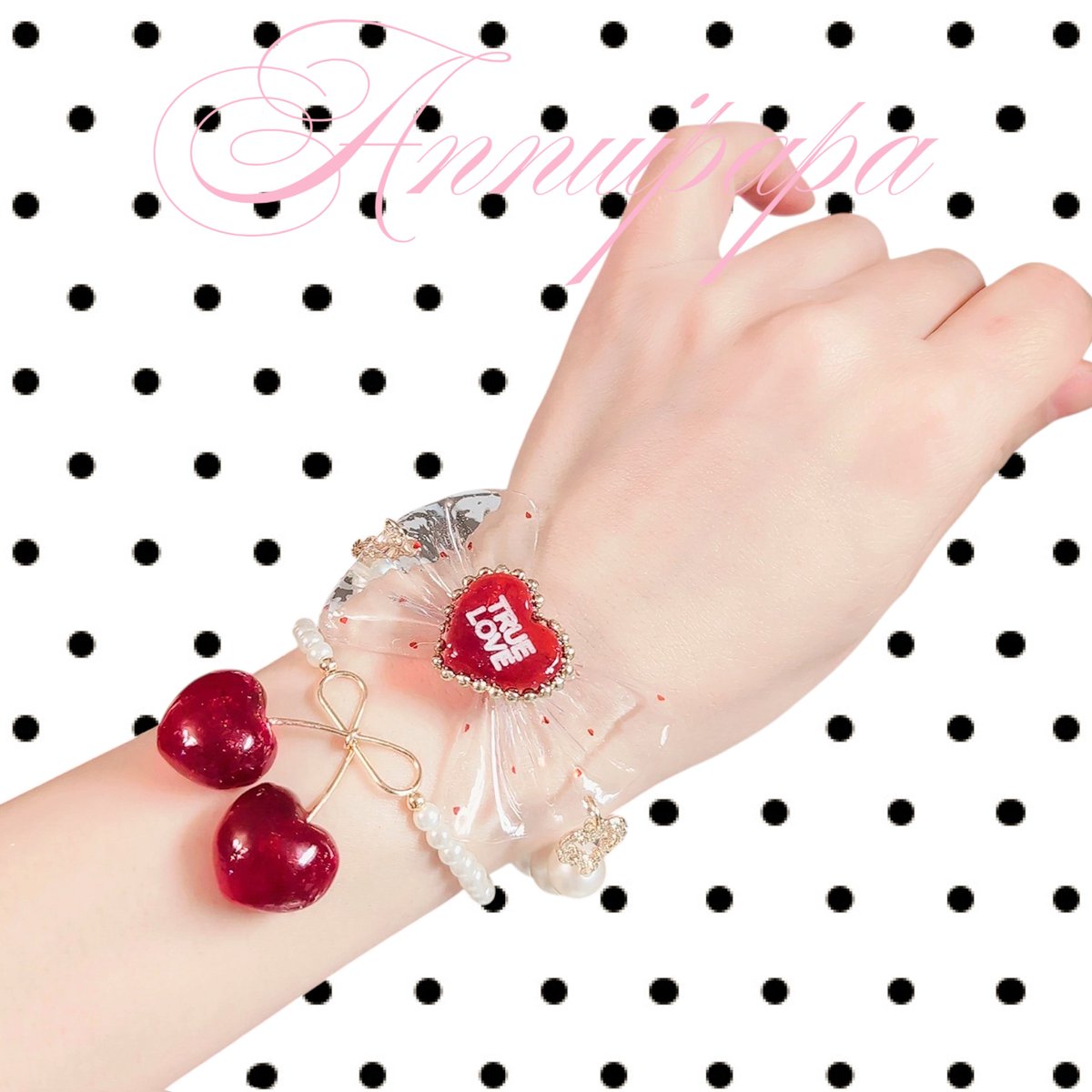 annuipapa's tweet photo. Heart Cherryブレスレットも再販します！🍒 https://t.co/muk56U5qYW