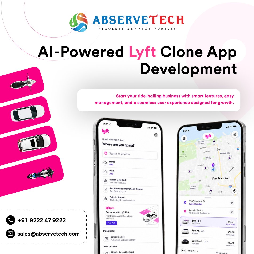 abservetech's tweet photo. 🚖 Launch Your Own Taxi App in Days — Not Months
Still planning to start a ride-hailing business? Now is the best time.
📩 Email: sales@abservetech.com
 📞 Phone: +91 9222479222
#RideHailingStartup #TaxiAppDevelopment #OnDemandAppDevelopment #LyftCloneScript #UberCloneScript https://t.co/Lm5GY50eUJ