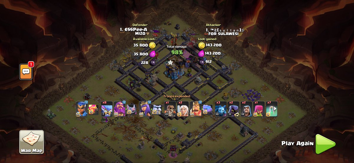 Esspee41965294's tweet photo. @ClashofClans @ClashofClans .Please fix this…Its 1 star and showing 2 star on CWL https://t.co/W28fY3aVo8