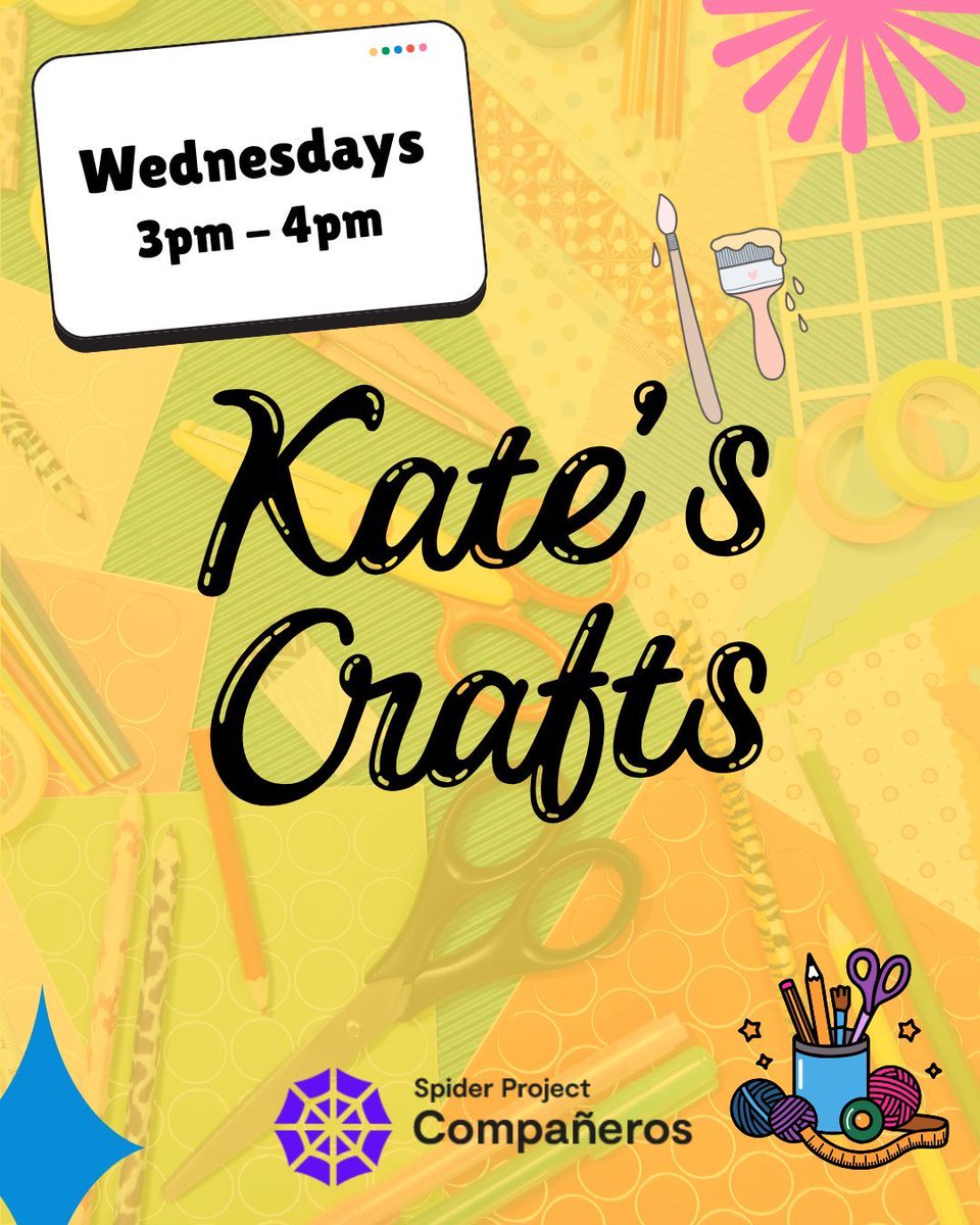 companeros_sp's tweet image. Kate's Crafts 🎨

Join us down at Compañeros for Kate's Crafts!

A session dedicated to all the crafty skills! No craft experience necessary!

#spiderproject #wirral #uk #creativearts #recovery #mentalhealth #Compañeros