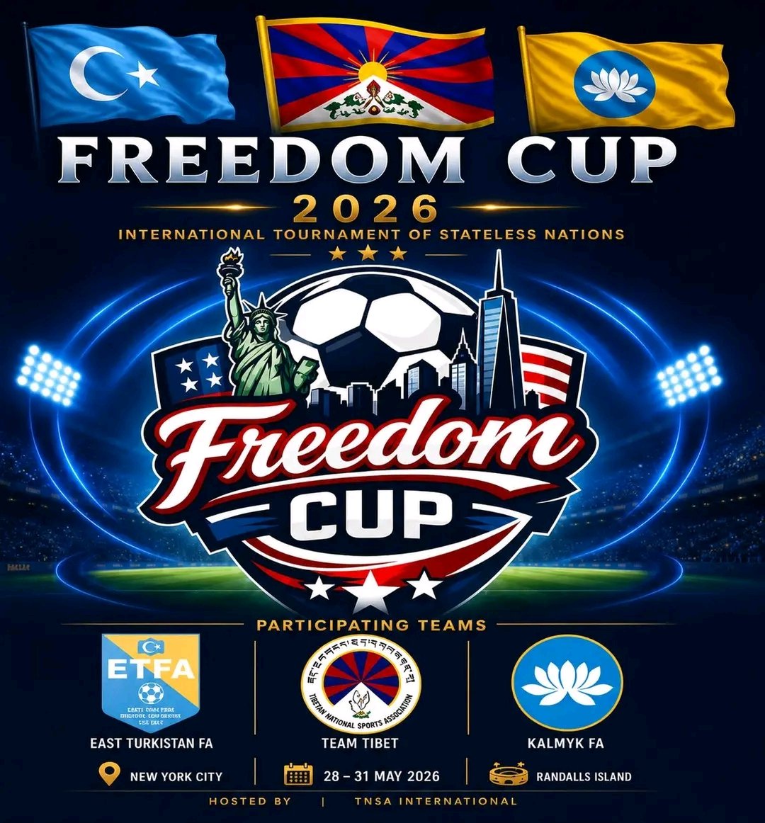 NoFIFAFut's tweet photo. Del 28 al 31 de mayo, en Nueva York, se estará disputando la Freedom Cup. Este torneo tendrá a Turquestán Oriental, Kalmukia y Tíbet, y está organizado por la TNSA International. https://t.co/79ZJRDJe8w