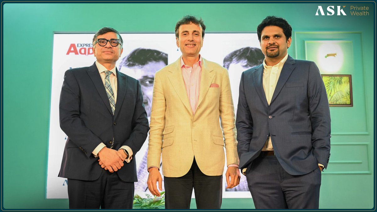 ASK_WM's tweet photo. The Indian Express Group, with ASK Private Wealth, hosted ‘Express Adda’, an evening with Ruchir Sharma, in conversation with Anant Goenka. The discussion spanned geopolitics, elections, market cycles, AI shifts, and global economic trends.
#ExpressAdda https://t.co/UtwIdY5mA3