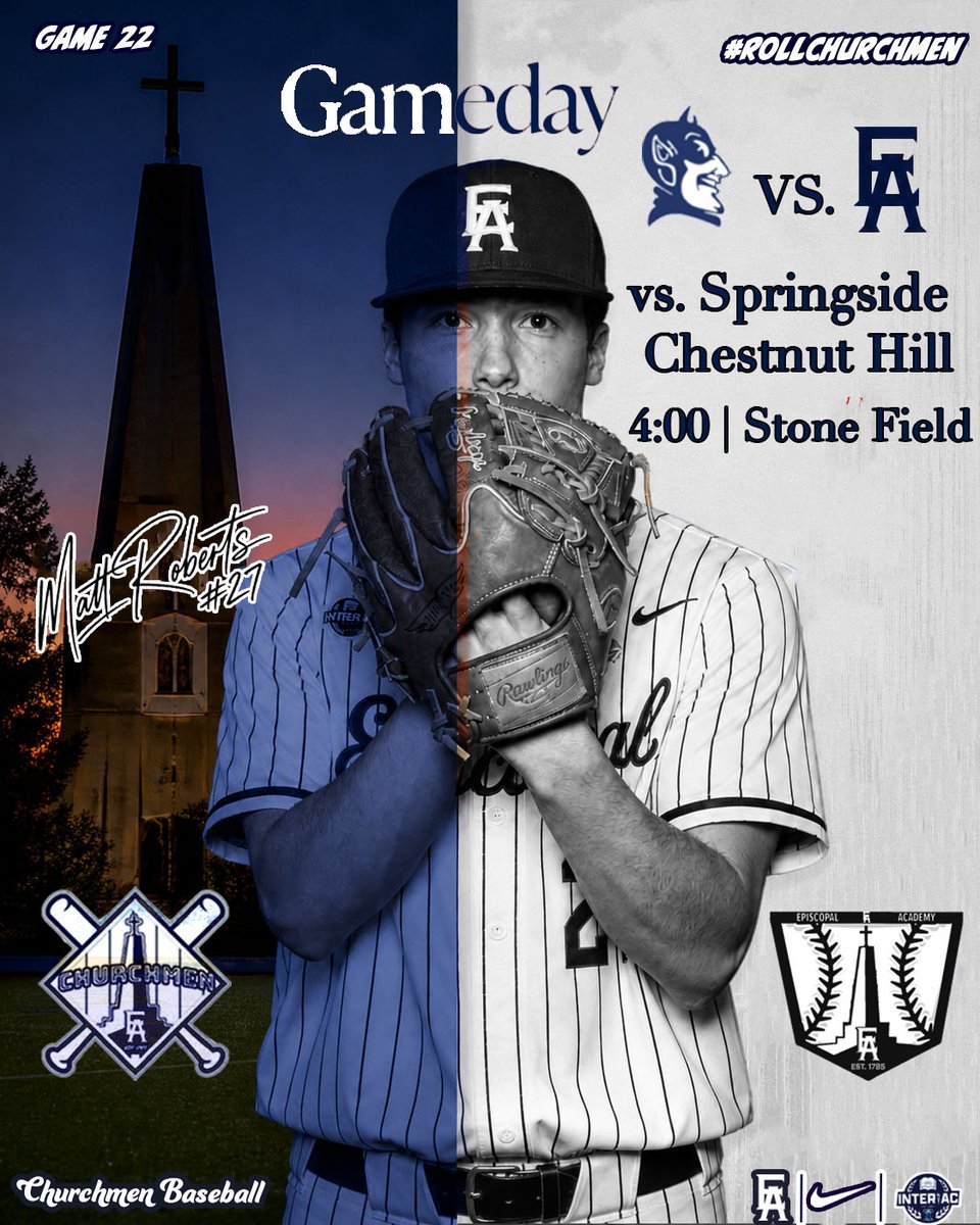 EABaseball1785's tweet photo. Come out to Stone Field to see the Churchmen (13-8, 4-4) as they take on SCHA for a tough Inter-Ac League matchup.
Game Info:
๐ SCHA
๐Stone Field
First Pitch: 4:00 PM
Forecast: 83 and โ๏ธ
๐ GameChanger (Episcopal Academy)
๐บ: Hudl Fan (Link in Bio)
#goea #rollchurchmen https://t.co/AYud7sRMLd