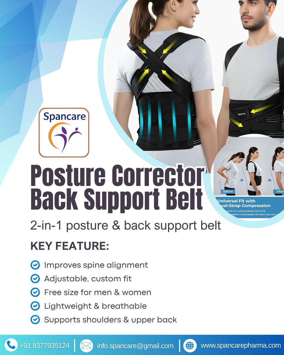 MedicosSaini's tweet photo. Say goodbye to bad posture and back pain 👋
💼 Ideal for office, home &amp; travel — stay confident, stay aligned!
👉 Get the best price today!
📞 Call/WhatsApp: +91 8377935124
🌐 Visit: https://t.co/LG8GfPm2MU
📧 Email: info.spancare@gmail.com
#posturecorrector #backsupport #health https://t.co/JoqpjygefU