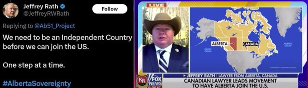 fact_canada's tweet image. With reference to Jeffrey Rath, keep in mind his ultimate objective: U.S. annexation.  #ableg #Alberta #Canada #AlbertaSeparation