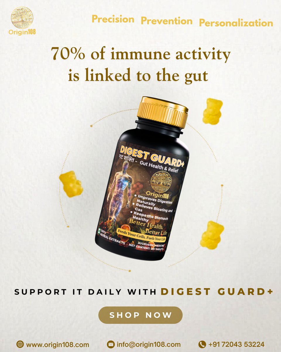 origin_108's tweet image. 70% of immunity = your gut

Take care of it daily.
Digest Guard+

#GutHealth #Immunity #Wellness