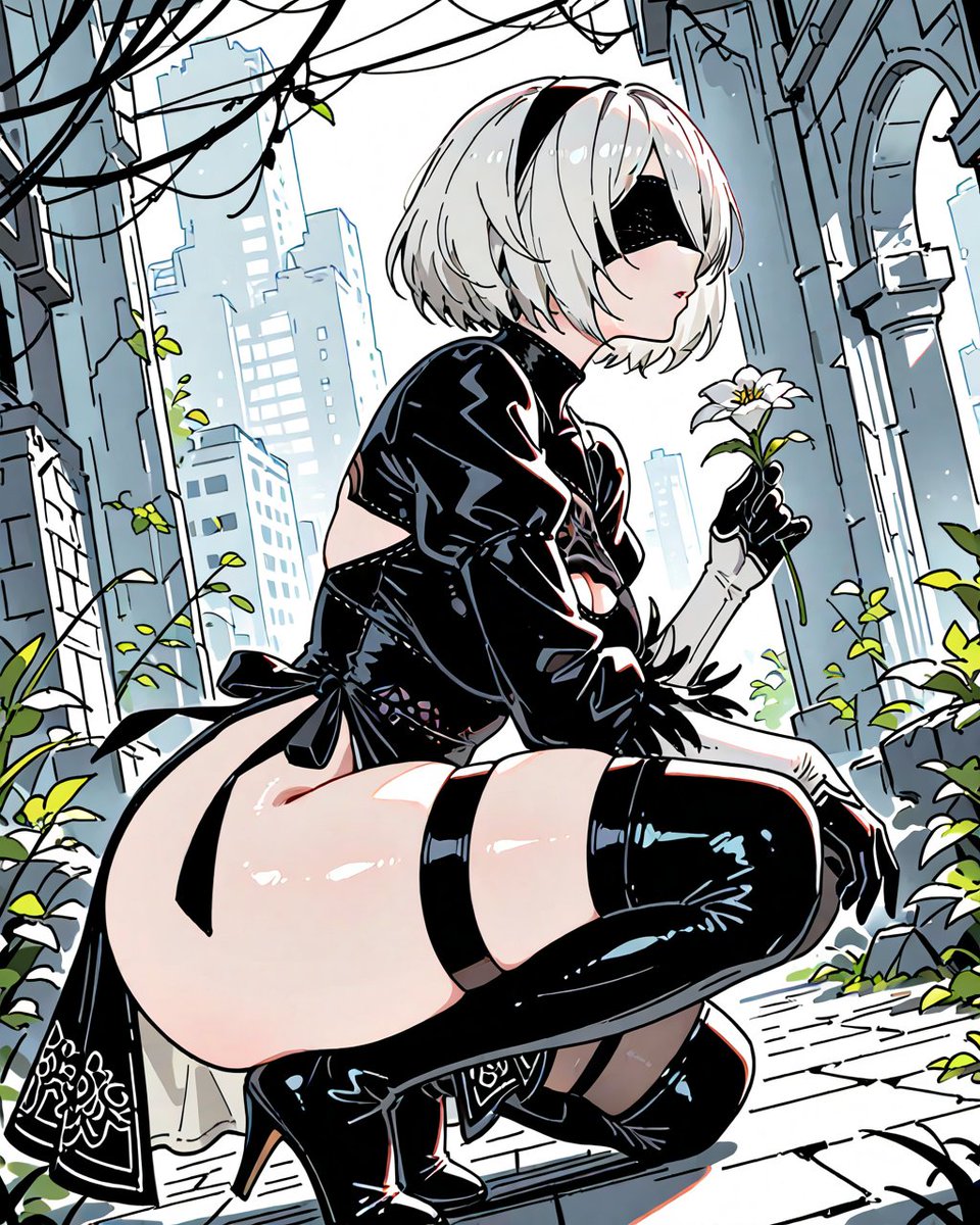 volneo24's tweet photo. FLOWER
#ヨルハ二号B型 #2B #ニアオートマタ #YoRHa_No2_TypeB #NieRAutomat https://t.co/oxEoV4Dt54
