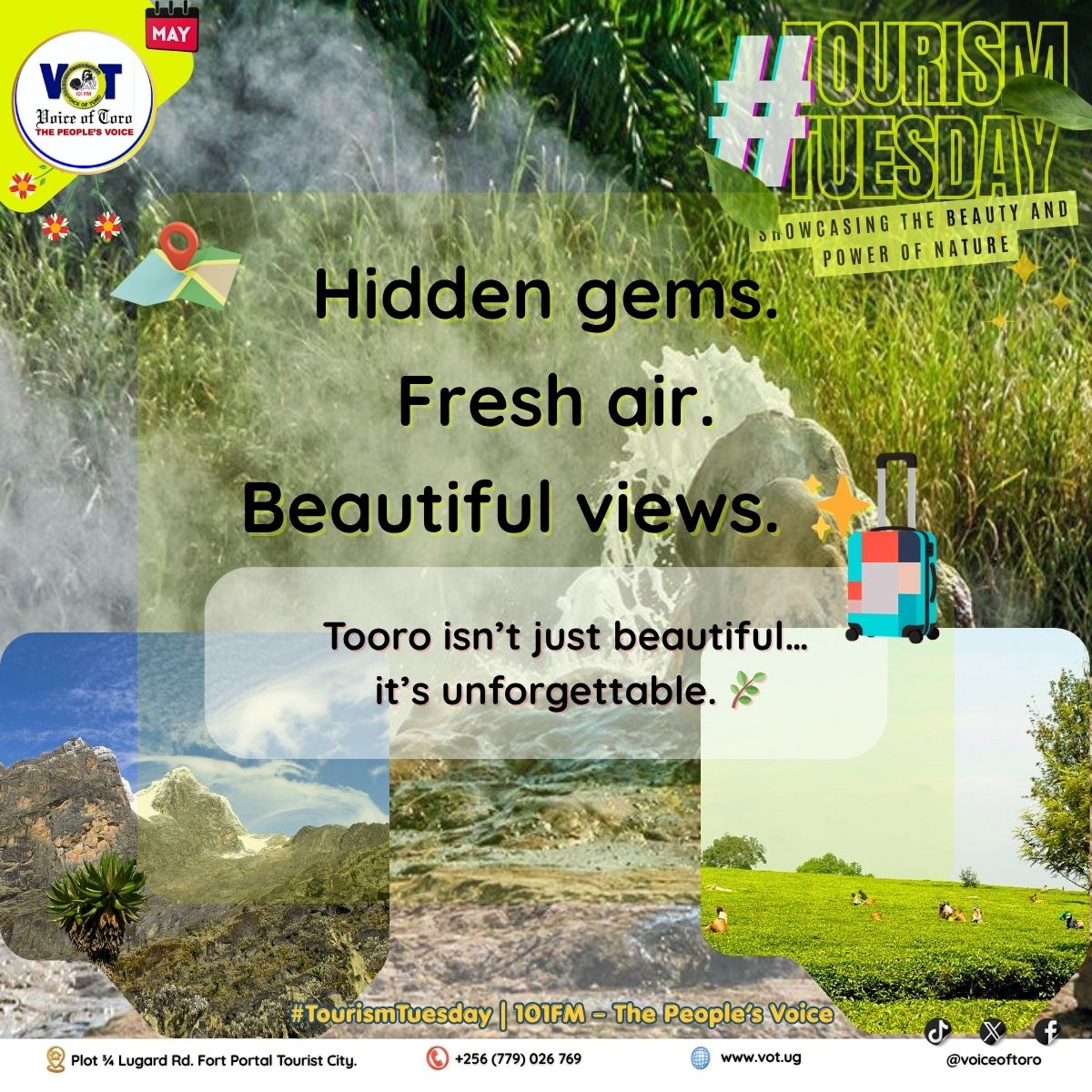 VoiceofToro's tweet photo. 🌿 It's #TourismTuesday, fam! Today is all about...

Beautiful views. 
Fresh air. 
Hidden gems ✨
Tooro has it all 🌍💚

👀 What place would you recommend someone visit? 

#101FM | #ThePeoplesVoice | #ExploreTooro https://t.co/9RPMwXsQzL