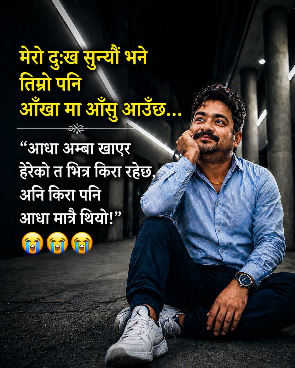 मेरो दुःख सुन्यौ भने
तिम्रो पनि आँखामा आँसु आउँछ...
“आधा अम्बा खाएर
हेरेको त भित्र किरा रहेछ,
अनि किरा पनि आधा मात्रै थियो!” 😭😭😭